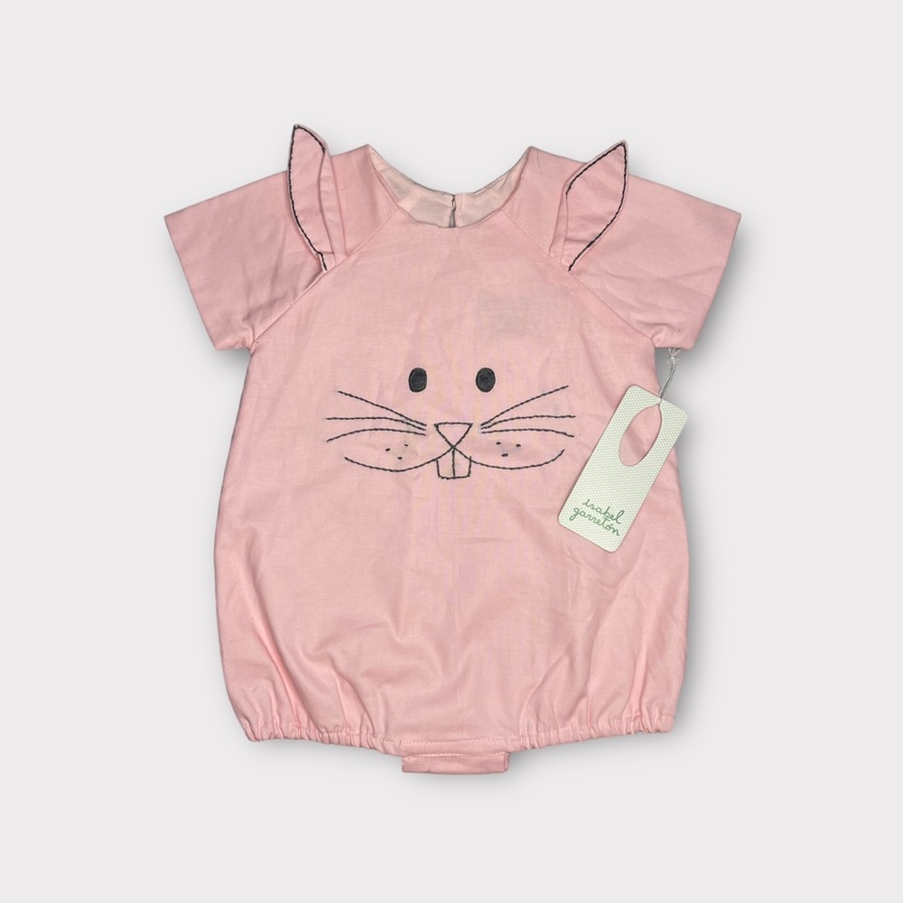 Isabel Garreton Pink Embroidered Bunny Bubble Romper